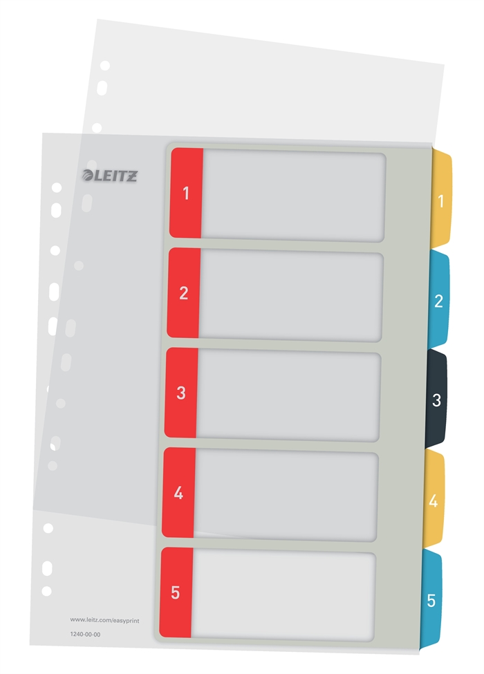 Leitz Register bedrukbaar PP A4+ 1-5 Gezellige kleuren