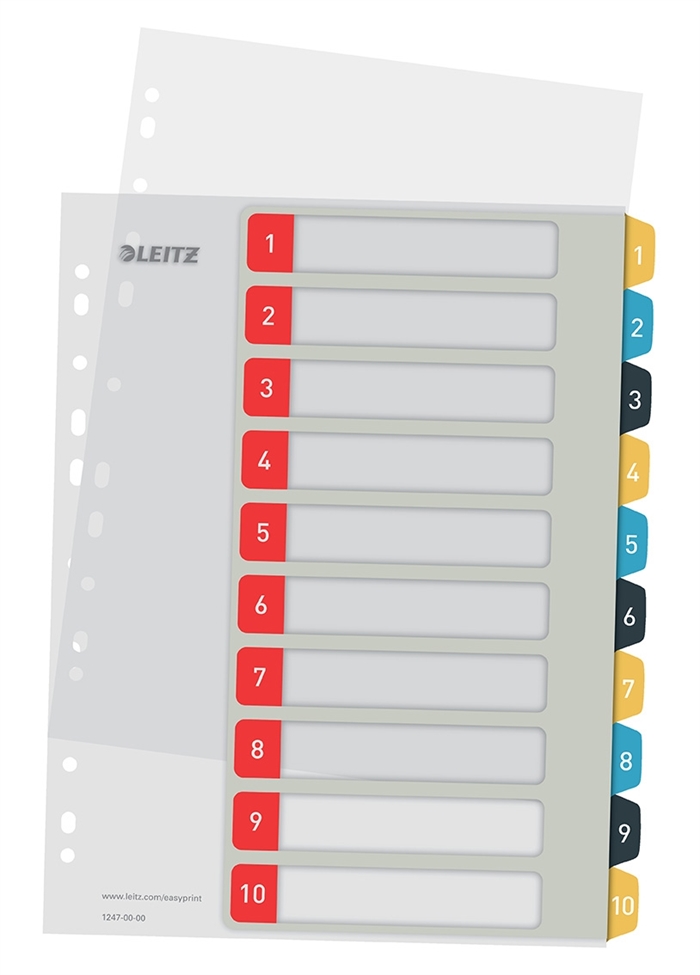 Leitz Register printbaar PP A4+ 1-10 Gezellige kleuren