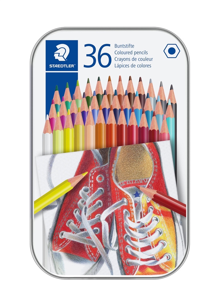 Staedtler Kleurpotlood zeshoekig in metalen doos assorti (36)