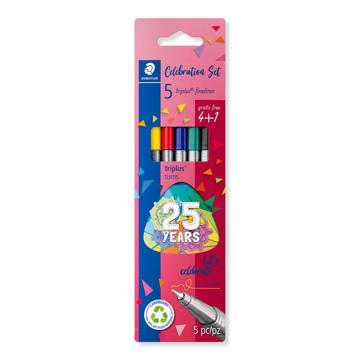 Staedtler Fineliner Triplus 0,3mm 25 jaar set (4+1)