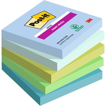 3M Post-it notities super plakkerig Oasis 76 x 76 mm, - 90 vellen - 5 pakken