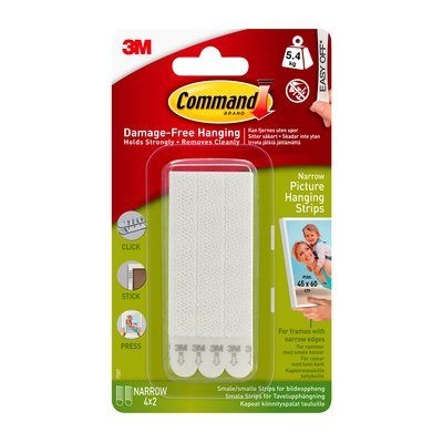 3M Command smalle strips voor het ophangen van foto\'s, wit, 4 x 2 strips,