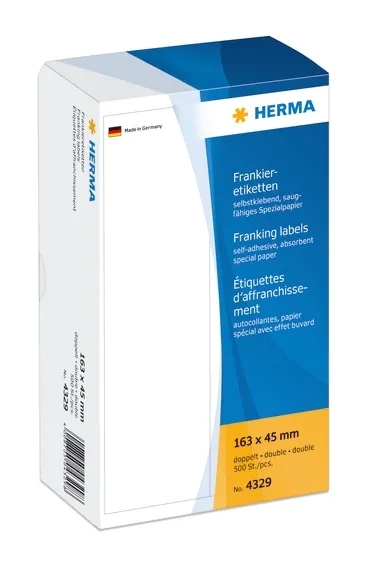 HERMA frankeringsetiketten dubbel 163 x 45 mm, 500 stuks.