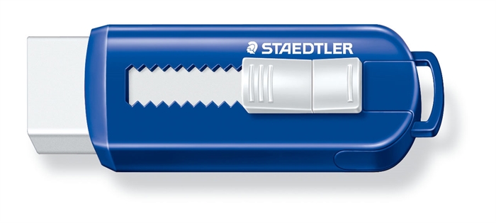 Staedtler gummi leder zonder PVC met schuif functie blauw/wit