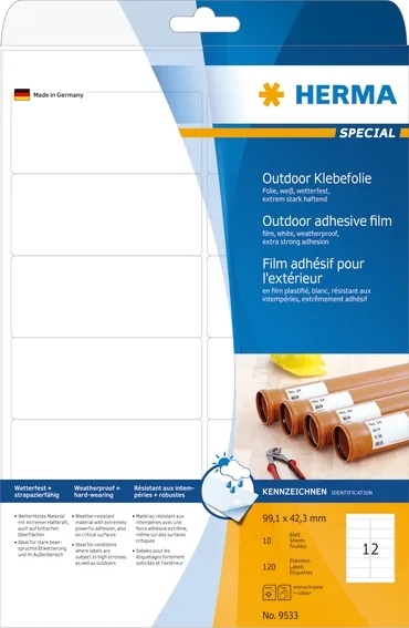 HERMA etiket film extra sterk 99,1 x 42,3 mm, 120 stuks.