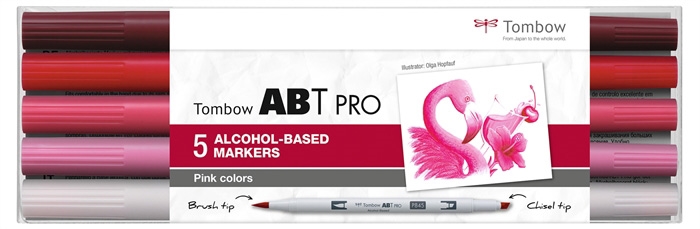 Tombow Marker alcohol ABT PRO Dual Brush 5P-5 Roze kleuren (5)