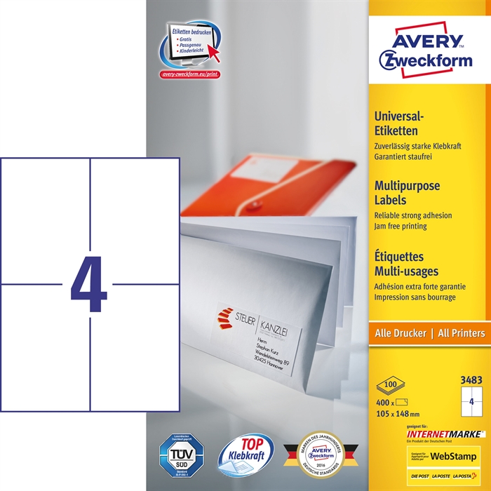 Avery ILC universele label 105 x 148 mm, 400 stuks.