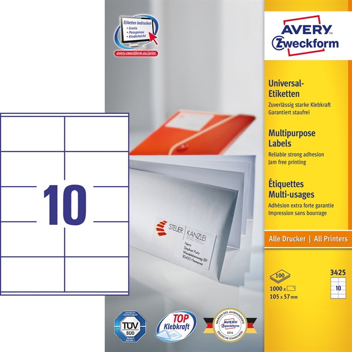 Avery ILC universele etiket 105 x 57 mm, 1000 stuks.