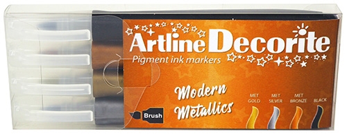 Artline Decorite penseel Modern metallic set van 4 stuks