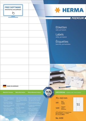 HERMA-etiket Premium A4 100 70 x 16,9 mm, 5100 stuks.