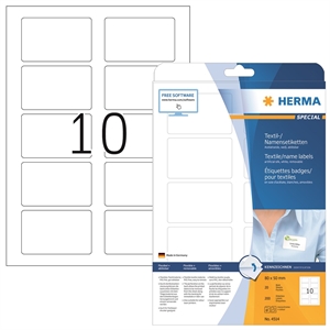 HERMA naam/textiellabel verwijderbaar 80 x 50 wit mm, 200 stuks.