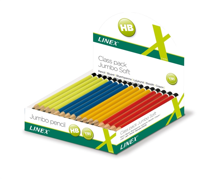 Linex Jumbo Schoolpotlood Display 80 stuks assorti.