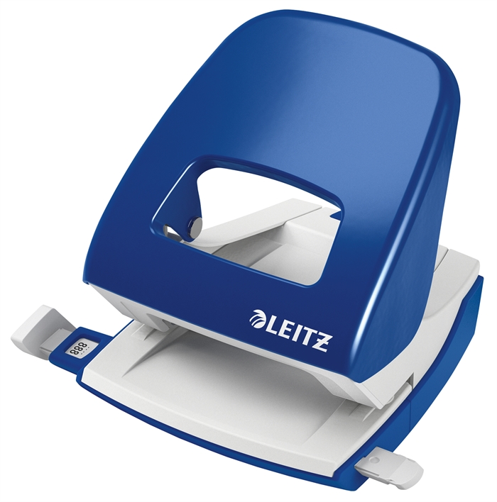 Leitz perforator 5008 met 2 gaten, tot 30 vellen, blauw.