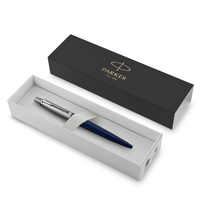 Parker balpen Jotter Royal Blue CT M in blauwe doos.