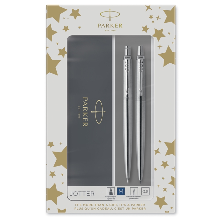 Parker Duoset Jotter CT balpen + vulpotlood zilver.