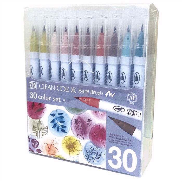 ZIG Clean Color penseelpen set A met 30 stuks.