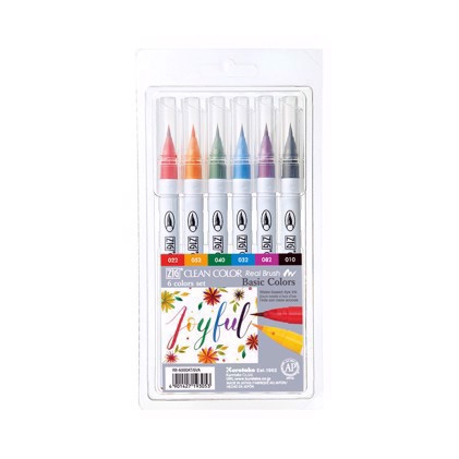 ZIG Clean Color Pensel Pen Set met 6 stuks.