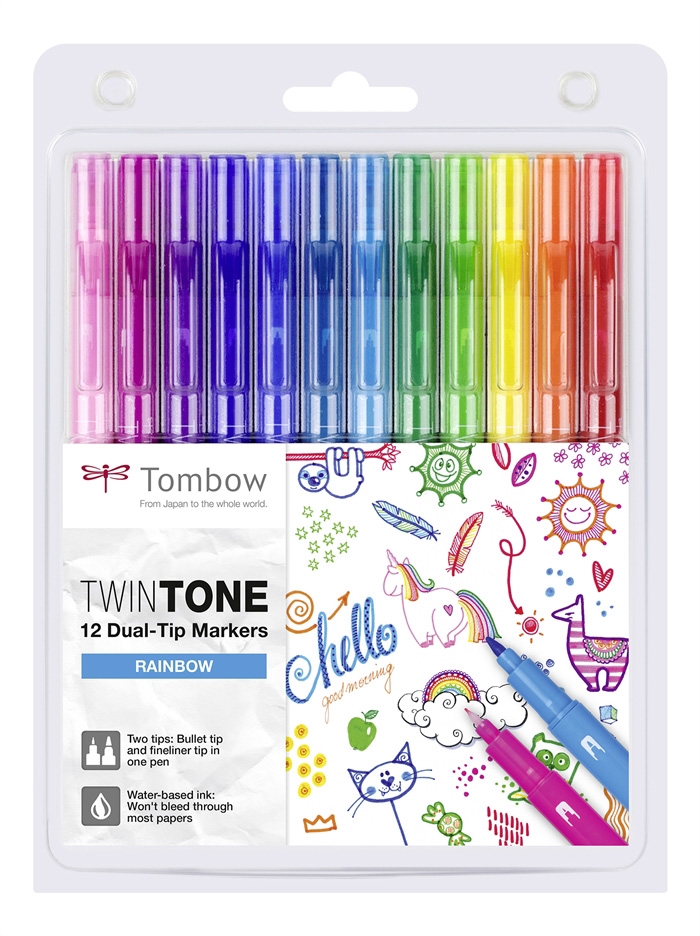 Tombow Marker TwinTone Regenboog 0,3/0,8 (12)