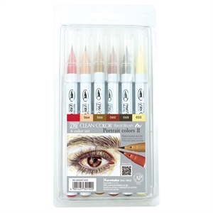 ZIG Clean Color Pensel Pen Set met 6 stuks Portretkleuren II.