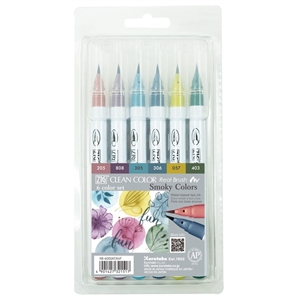 ZIG Clean Color Pensel Pen Set met 6 stuks Smokey kleuren